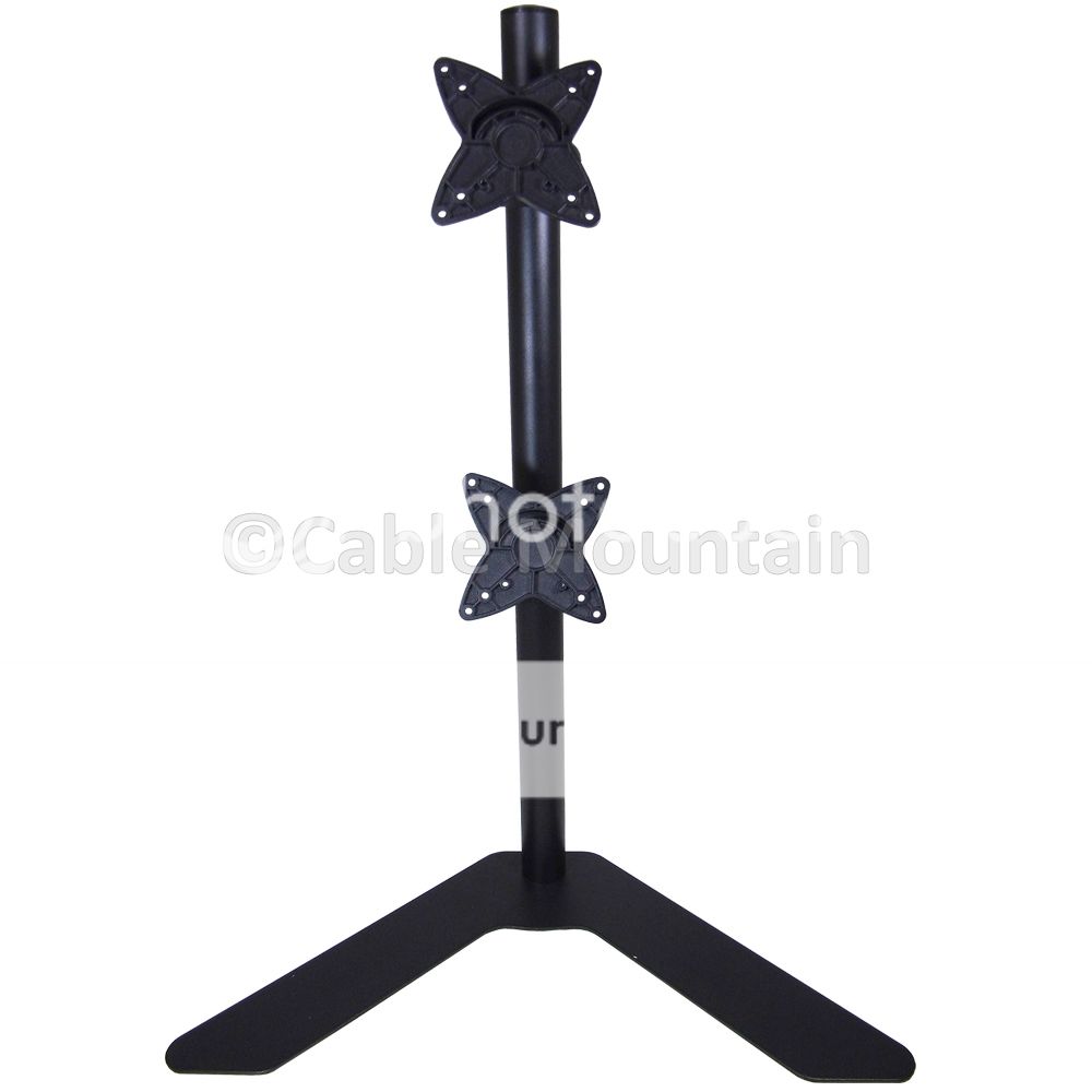 Dual Freestanding Black Flat Screen Monitor Stand Stack Two Monitors